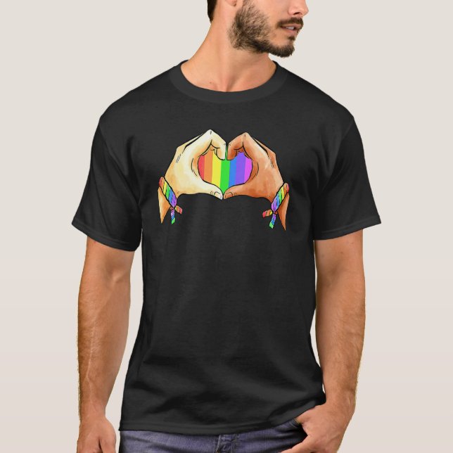 Gay pride Clothing Lgbt Rainbow Flagga Heart Unity T Shirt (Framsida)