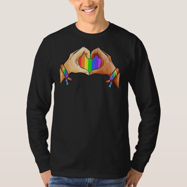 Gay pride Clothing Lgbt Rainbow Flagga Heart Unity T Shirt (Framsida)