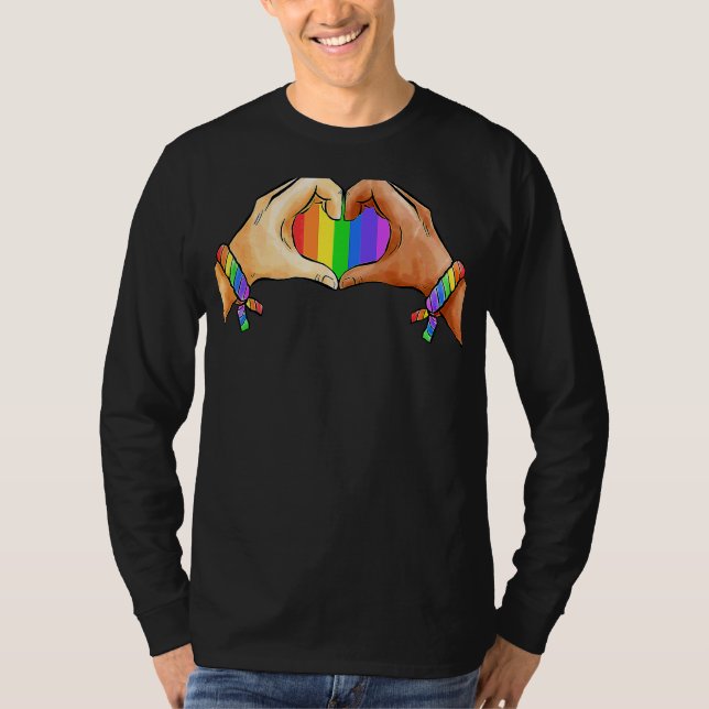 Gay pride Clothing Lgbt Rainbow Flagga Shirt Heart T Shirt (Framsida)