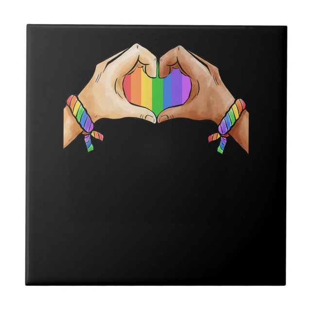 Gay pride Clothing LGBT Rainbow Flagga T shirt Tee Kakelplatta (Framsidan)