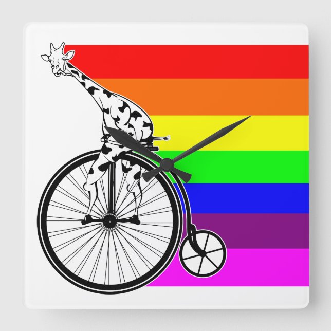 Gay pride cykel fyrkantig klocka (Framsida)