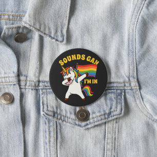 Gay pride Dabbing Unicorn med Flagga Knapp