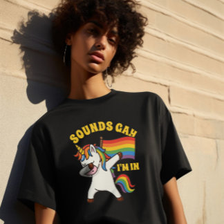 Gay pride Dabbing Unicorn med Flagga T Shirt