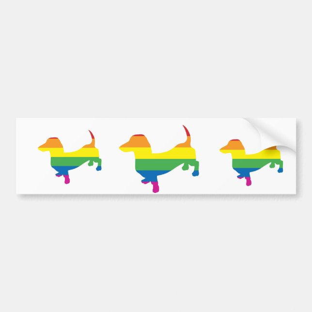 Gay pride Dachshund/Wiener Bildekal (Framsidan)
