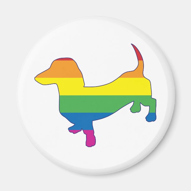 Gay pride Dachshund/Wiener Magnet (Framsidan)