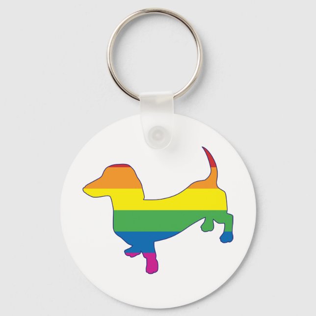 Gay pride Dachshund/Wiener Nyckelring (Framsida)