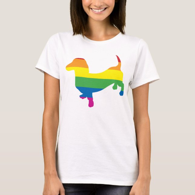 Gay pride Dachshund/Wiener T-shirt (Framsida)