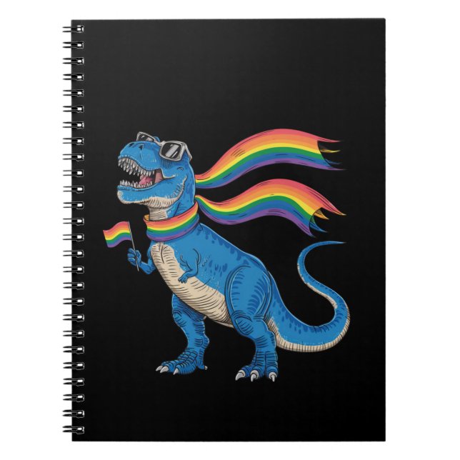 Gay pride Dino Trex Rainbow Flagga Lgbt Ally Anteckningsbok (Framsidan)