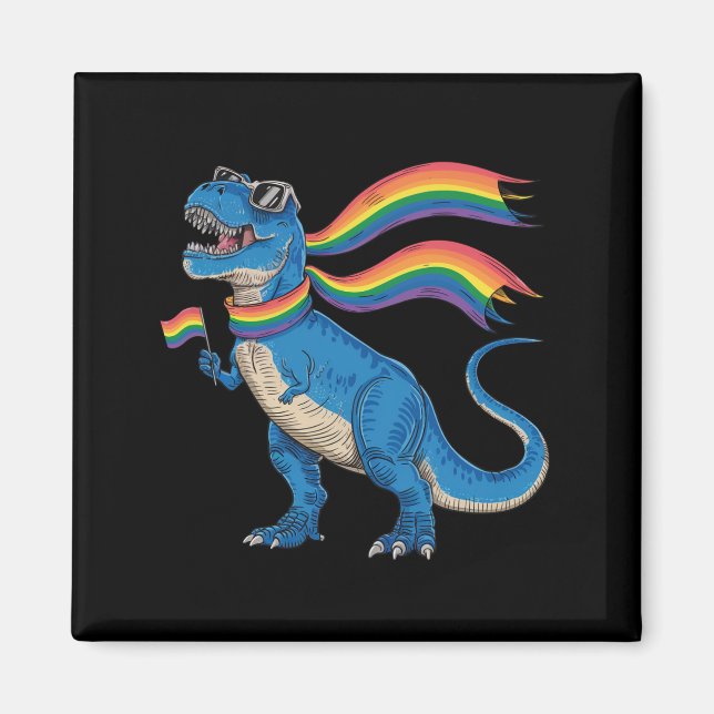 Gay pride Dino Trex Rainbow Flagga Lgbt Ally Magnet (Framsidan)