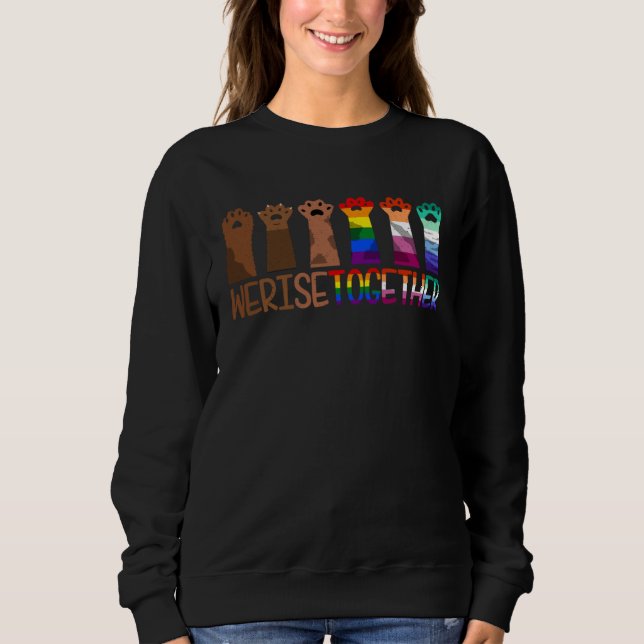 Gay Pride Dog Cat Paw Kitten We Rise Together LGBT T Shirt (Framsida)