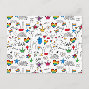 Gay pride Doodle Mönster Helg Vykort