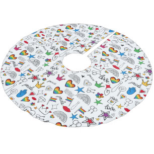 Gay pride Doodle Mönster Julgransmatta Borstad Polyester