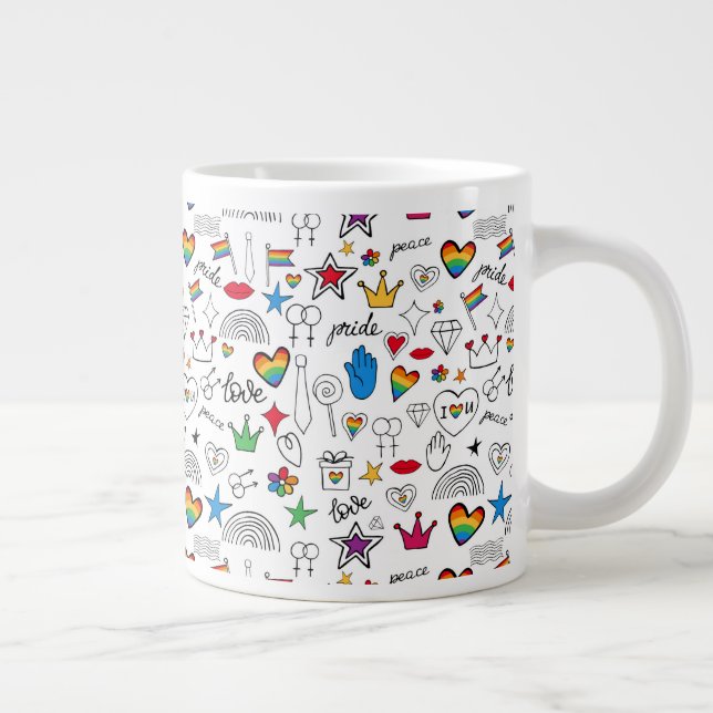 Gay pride Doodle Mönster Jumbo Mugg (Höger)