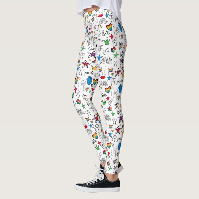 Gay pride Doodle Mönster Leggings (Vänster)