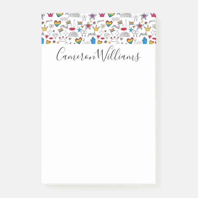 Gay pride Doodle Mönster Post-it Block (Framsida)