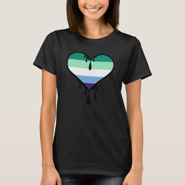 Gay pride-dropphjärta t shirt (Framsida)