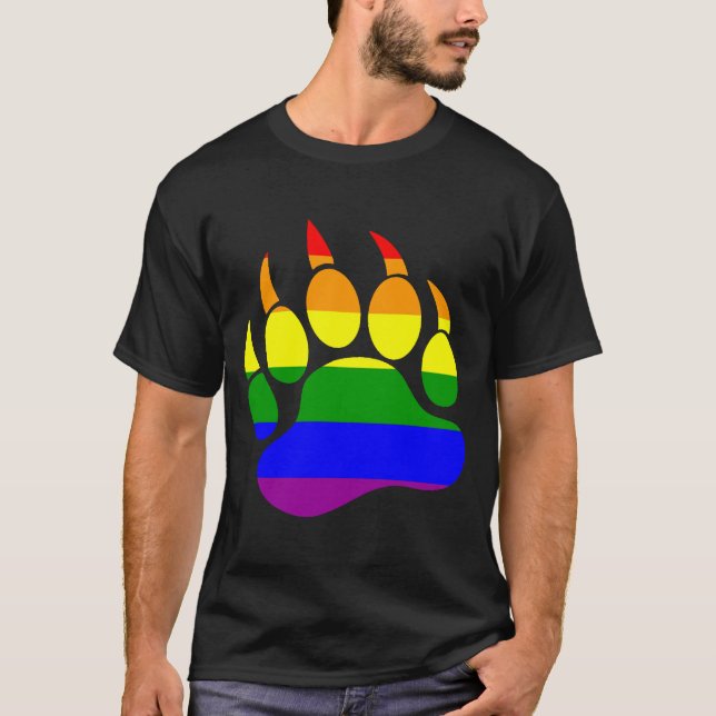 Gay pride Färg Bear Tass Rainbow Flagga T Shirt (Framsida)