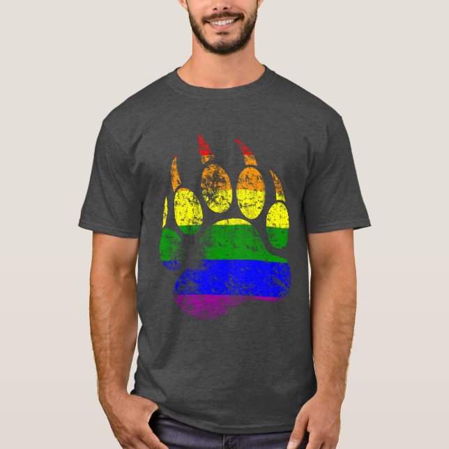 Gay pride Färg Distress Bear Tass Rainbow Flagga Tee Shirt (Framsida)