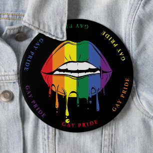 Gay pride, färgtonerregnbåge Läppar Knapp