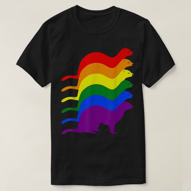 Gay pride Ferret LGBT Rainbow Flagga Awareness T Shirt (Design framsida)