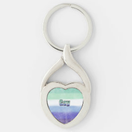 Gay pride flag key ring twisted heart silverfärgad nyckelring