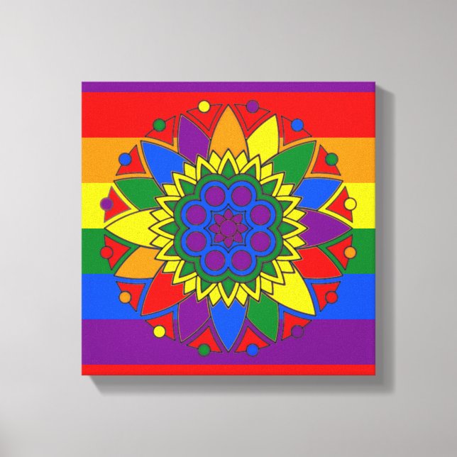 Gay pride Flagga Färg Mandala LGBT Canvastryck (Framsida)