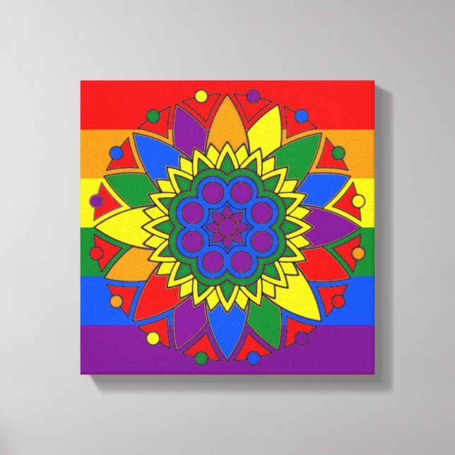Gay pride Flagga Färg Mandala LGBT Canvastryck (Framsida)