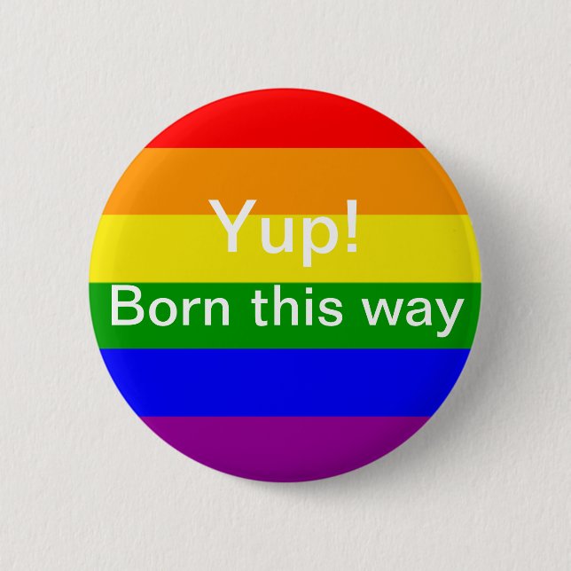 Gay pride flagga föddes på detta sätt knapp (Framsida)