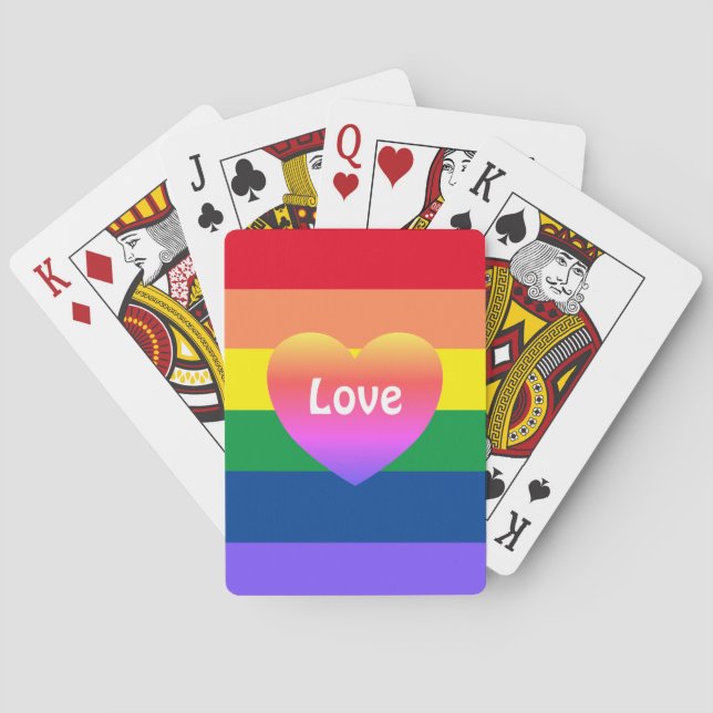 Gay pride Flagga LGBTQ Colorful Rainbow Heart Casinokort (Baksidan)