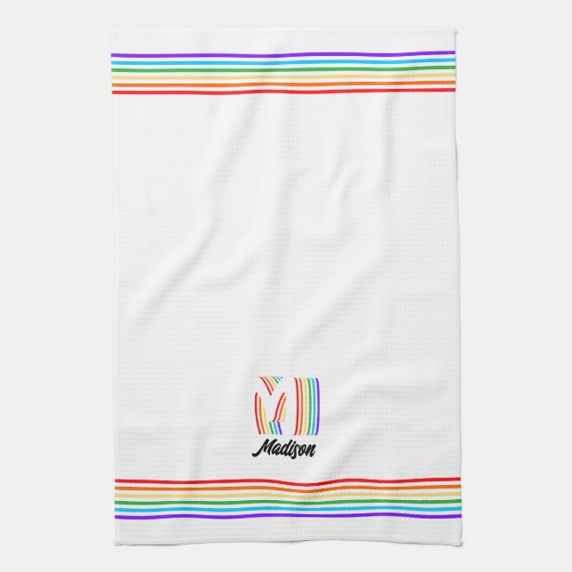 Gay pride Flagga Monogram Kitchen Towel Kökshandduk (Vertikal)