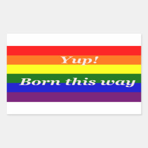 Gay pride Flagga Rainbow Flagga Yup Born Rektangulärt Klistermärke