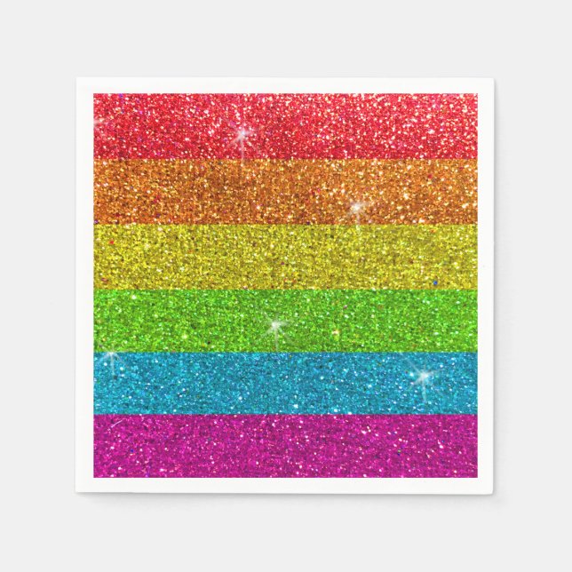 Gay pride Flagga Rainbow Glitter Färg LGBTQIA Pappersservett (Framsidan)