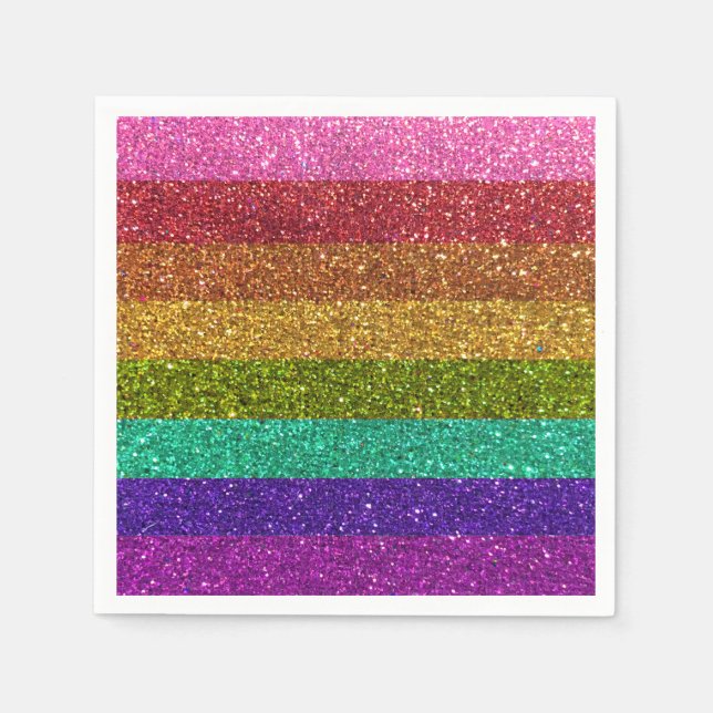Gay pride Flagga Rand Rainbow Glitter HGBTQIA Pappersservett (Framsidan)