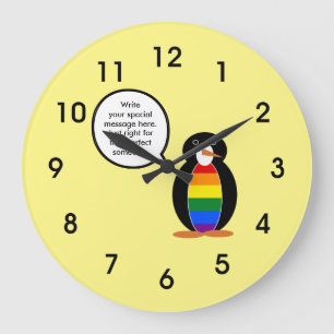 Gay pride Flagga som talar Penguin Stor Klocka