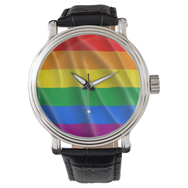 GAY PRIDE FLAGGA VÅGIGT DESIGN -.png Armbandsur (Framsida)