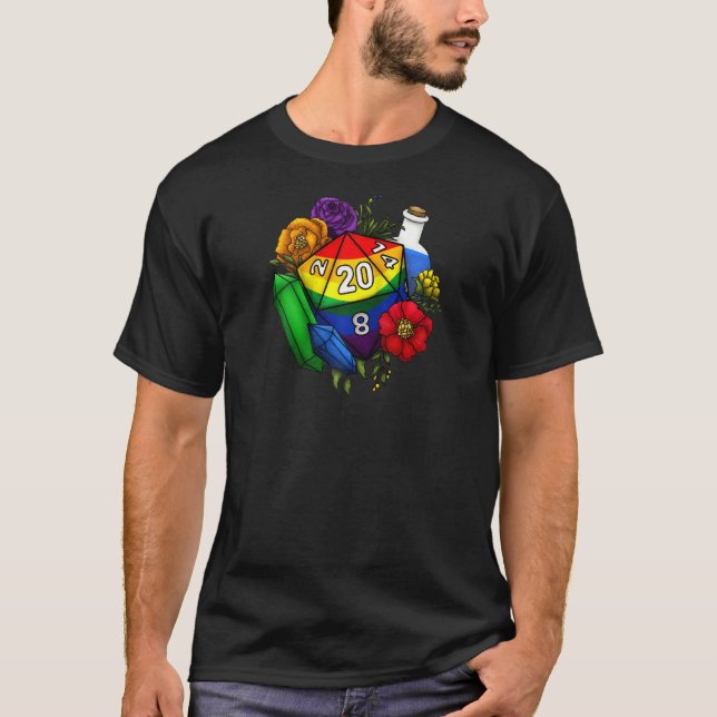 Gay pride Flower Tabletop Rpg Gammspel Ra T Shirt (Framsida)