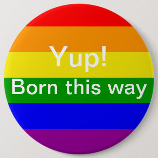 Gay pride, född på det här sättet Regbow Flagga Knapp