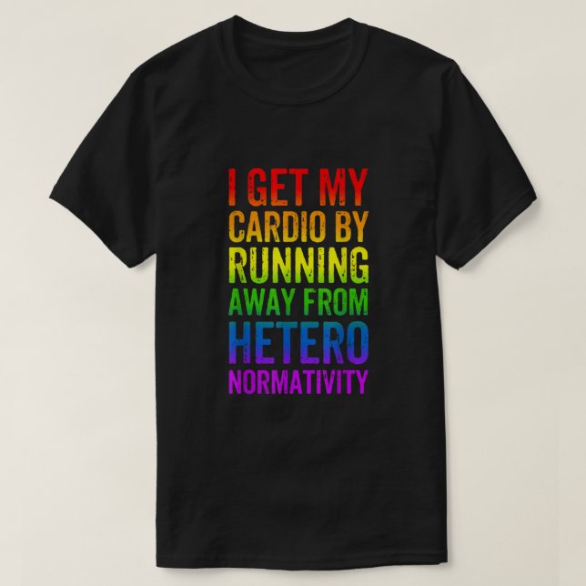 Gay pride Funny Cardio Gym LGBT Awareness Rainbow T Shirt (Design framsida)