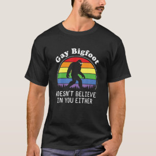 Gay pride Funny Gay Bigfoot Rainbow Sasquatch Retr T Shirt