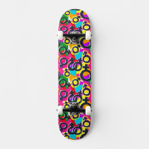 Gay pride Gender Neon Mönster Mini Skateboard Bräda 18,5 Cm