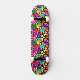 Gay pride Gender Neon Mönster Mini Skateboard Bräda 18,5 Cm