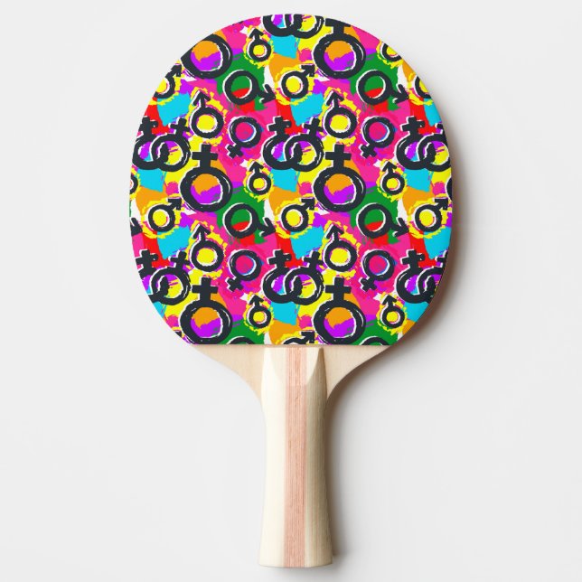 Gay pride Gender Neon Mönster Pingisracket (Framsidan)