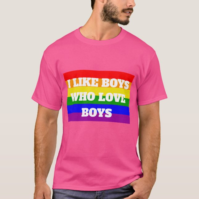 Gay pride gillar Boys som kärlek pojkar T Shirt (Framsida)