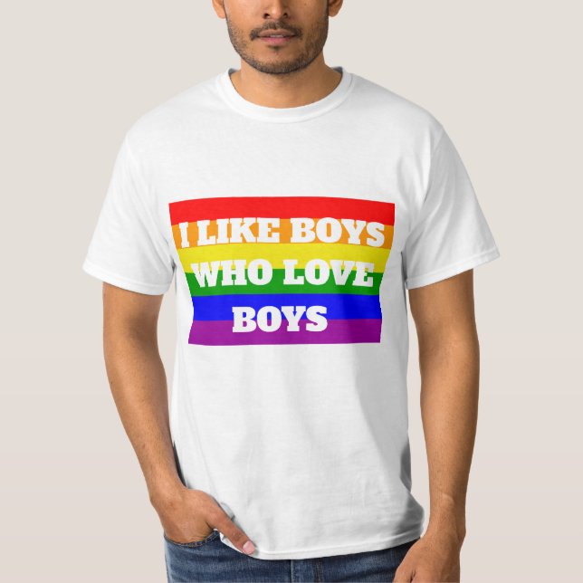 Gay pride gillar Boys som kärlek pojkar T Shirt (Framsida)