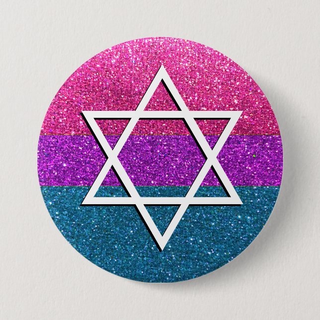 Gay pride Glitter Bisexual Jewish Star of David Knapp (Framsida)