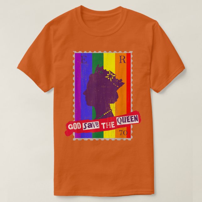 GAY PRIDE GOD SPARA FLAGGA QUEEN RAINBOW T SHIRT (Design framsida)