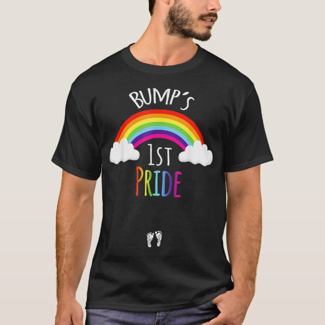 gay pride Gravid Reveal Bumps 1:a Pridet Pregnan T Shirt (Framsida)