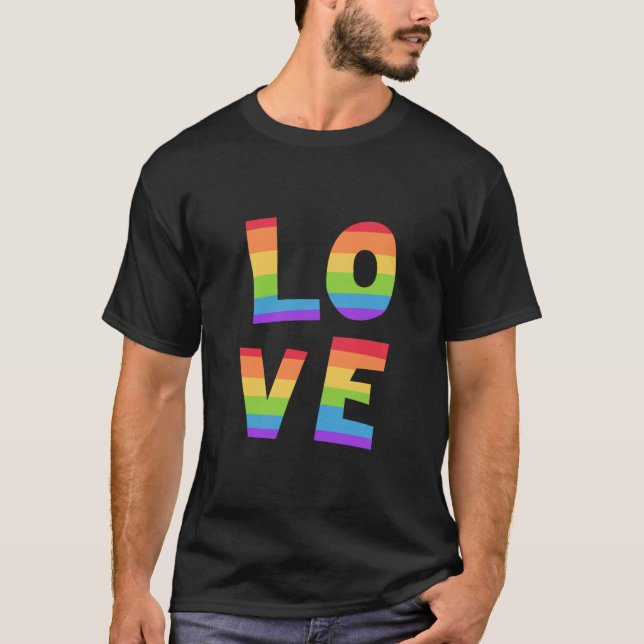 Gay pride HBT-regnbåge flagga kärlek är kärlek HBT T Shirt (Framsida)