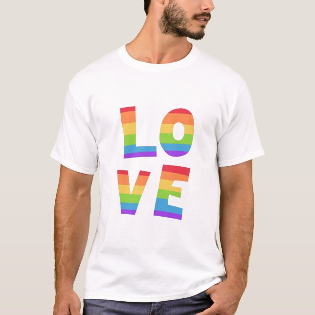 Gay pride HBT-regnbåge flagga kärlek är kärlek HBT T Shirt (Framsida)
