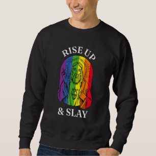 Gay pride HBT-TQ+ Stiga upp upp- och nedläggning Lång Ärmad Tröja